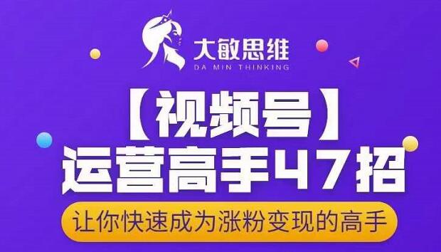 大敏思维-视频号运营高手47招,让你快速成为涨粉变现高手-淘金日记