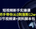 短视频新手实操课:手把手带你从0到涨粉12w+(70节视频课+资料脚本包)-淘金日记