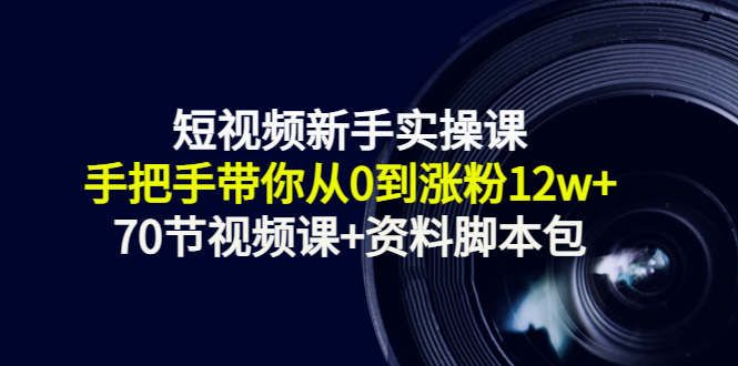 短视频新手实操课:手把手带你从0到涨粉12w+(70节视频课+资料脚本包)-淘金日记