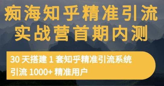 痴海知乎精准引流实战营1-2期,30天搭建1套知乎精准引流系统,引流1000+精准用户-淘金日记