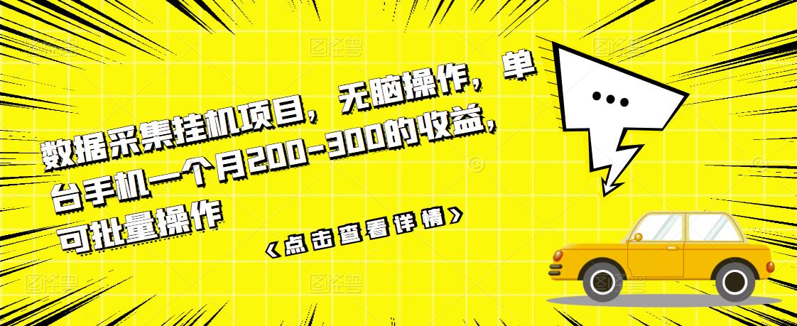 数据采集挂机项目,无脑操作,单台手机一个月200-300的收益,可批量操作-淘金日记