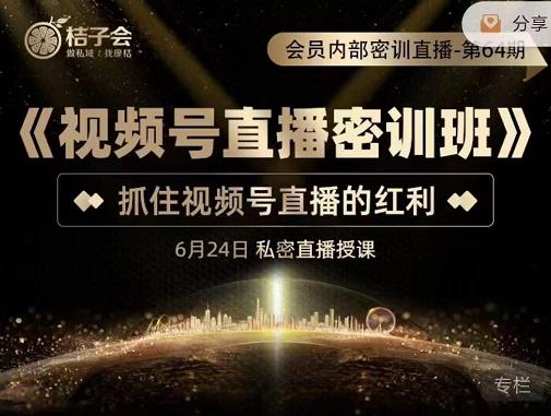 桔子会《视频号直播密训班》,抓住视频号直播的红利 价值12800-淘金日记