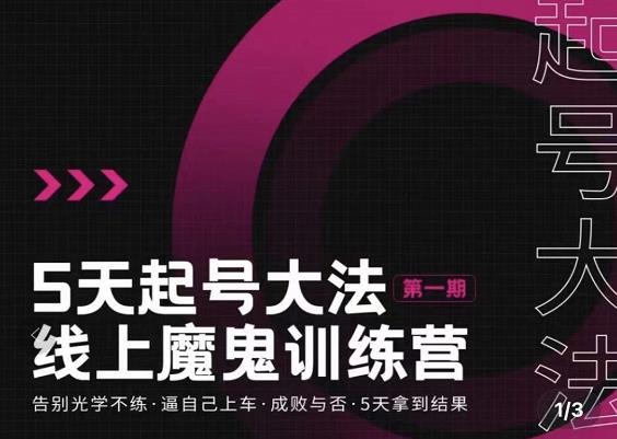 大播·五天起号魔鬼训练营,告别光学不练,逼自己上车,成败与否,5天拿到结果-淘金日记