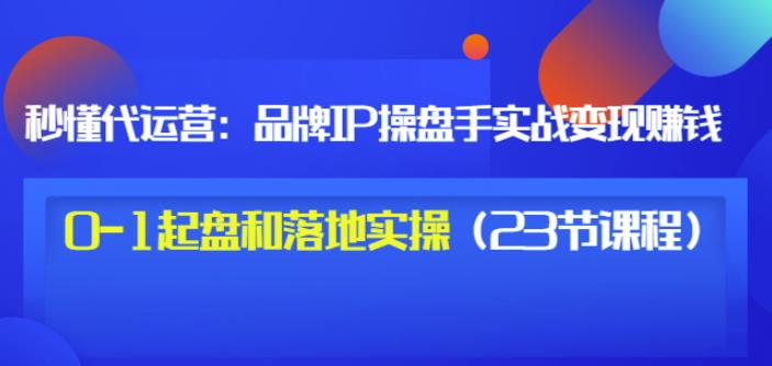 秒懂代运营:品牌IP操盘手实战赚钱,0-1起盘和落地实操(23节课程)价值199-淘金日记