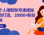小红书个人爆款账号速成秘籍，爆款打造、10000+粉丝引流秘诀-淘金日记