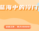 超级蓝海中的冷门项目,文档工作,好玩又赚钱,月入10000+-淘金日记