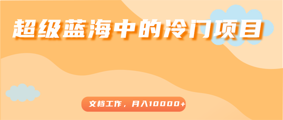 超级蓝海中的冷门项目,文档工作,好玩又赚钱,月入10000+-淘金日记