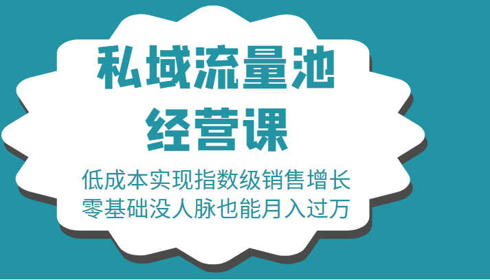 16堂私域流量池经营课：低成本实现指数级销售增长，零基础没人脉也能月入过万-淘金日记