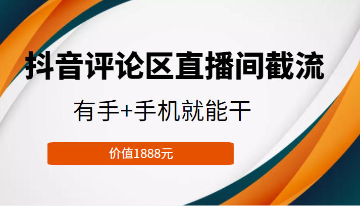 抖音评论区直播间截流,有手+手机就能干,门槛极低,模式可大量复制(价值1888元)-淘金日记