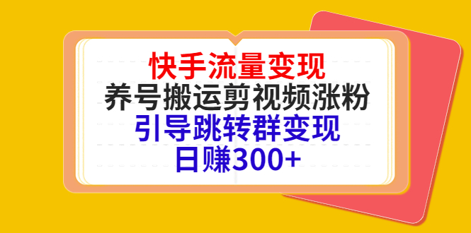 快手流量变现,养号搬运剪视频涨粉,引导跳转群变现日赚300+-淘金日记