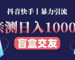 日收益1000+的交友盲盒副业丨有手就行的抖音快手暴力引流-淘金日记