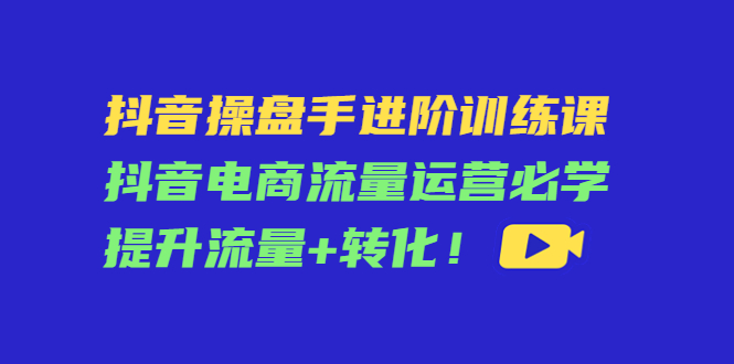 抖音操盘手进阶训练课:抖音电商流量运营必学,提升流量+转化-淘金日记