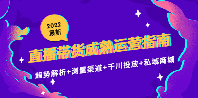 2022最新直播带货成熟运营指南3.0：趋势解析+浏量渠道+千川投放+私域商城-淘金日记