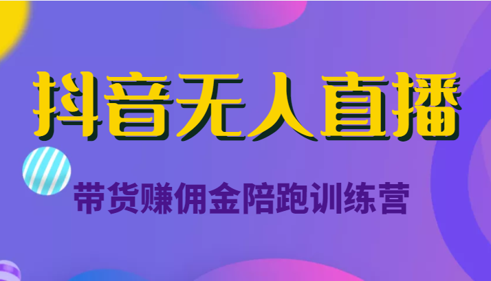 抖音无人直播带货赚佣金陪跑训练营(价值6980元)-淘金日记