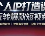 个人IP打造课-玩转爆款短视频,明确自我定位|挖掘商业价值|轻松上手做账号(无水印)-淘金日记