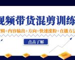 短视频带货混剪训练营：底层逻辑+内容输出+方向+快速涨粉+直播方法-淘金日记