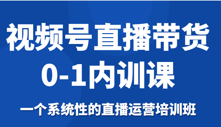 视频号直播带货0-1内训课，一个系统性的直播运营培训班-淘金日记