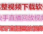 快手直播回放视频/虎牙直播回放视频完整下载(电脑软件+视频教程)-淘金日记