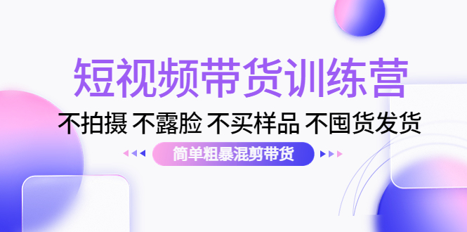 短视频带货训练营:不拍摄 不露脸 不买样品 不囤货发货 简单粗暴混剪带货(第三期)-淘金日记