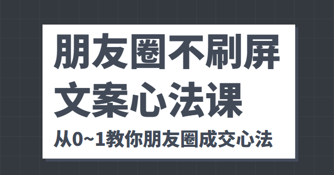 朋友圈不刷屏文案心法课 人人都要懂的商业逻辑 从0~1教你朋友圈成交心法-淘金日记