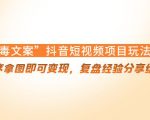 “毒文案”抖音短视频项目玩法,小程序拿图即可变现,复盘经验分享给大家-淘金日记