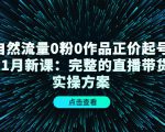 自然流量0粉0作品正价起号11月新课:完整的直播带货实操方案-淘金日记