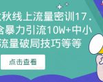 2023秋秋线上流量密训17.0:包含暴力引流10W+中小卖家流量破局技巧等等-淘金日记
