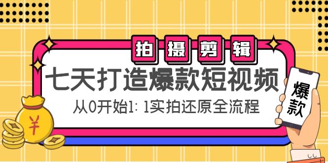 七天打造爆款短视频:拍摄+剪辑实操,从0开始1:1实拍还原实操全流程-淘金日记
