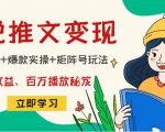 小说推文训练营:引流技巧+爆款实操+矩阵号玩法,百倍效益、百万播放秘笈-淘金日记