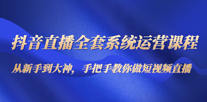 抖音直播全套系统运营课程:从新手到大神,手把手教你做直播短视频-淘金日记