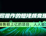 五个可操作的短视频变现项目:年销售额上亿的项目,人人能复制-淘金日记