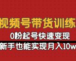 视频号带货训练营：0粉起号快速变现，新手也能实现月入10w+-淘金日记