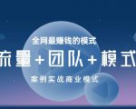王冲老师《流量+团队+模式》商业模式实战课,全网最赚钱的模式-淘金日记