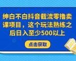 绅白不白抖音截流零撸卖课项目,这个玩法熟练之后日入至少500以上-淘金日记