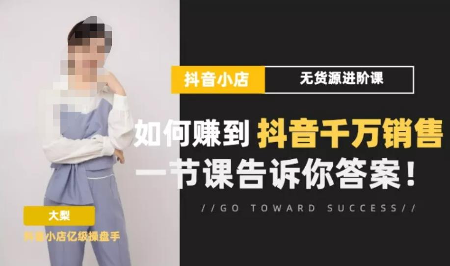 梨子会·抖店无货源进阶冲刺课,如何赚到抖音千万销售,这套课程会告诉你答案-淘金日记