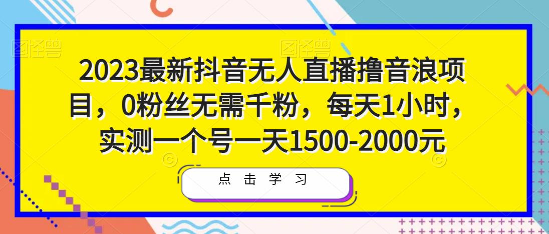 2023最新抖音无人直播撸音浪项目，0粉丝无需千粉，每天1小时，实测一个号一天1500-2000元-淘金日记