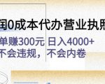 高利润0成本代办营业执照项目:一单赚300元日入4000+不会违规,不会内卷-淘金日记