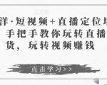 于洋·短视频+直播定位培训，手把手教你玩转直播卖货，玩转视频赚钱-淘金日记