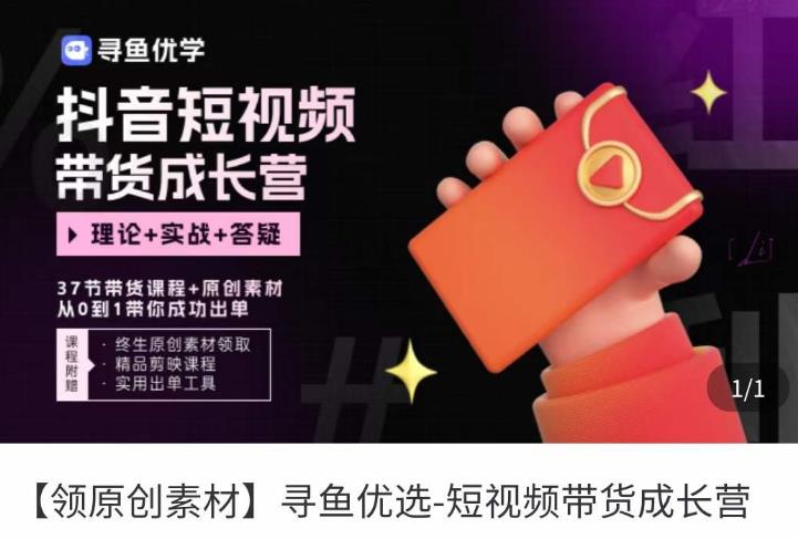短视频带货成长营，​抖音短视频出单攻略，吃透账号运营的奥秘，轻松带货-淘金日记