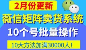 微信矩阵卖货系统,多线程批量养10个微信号,10种加粉落地方法,快速加满3W人卖货!-淘金日记