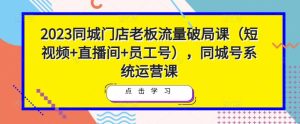 2023同城门店老板流量破局课(短视频+直播间+员工号),同城号系统运营课-淘金日记