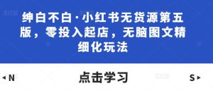 绅白不白·小红书无货源第五版，零投入起店，无脑图文精细化玩法-淘金日记