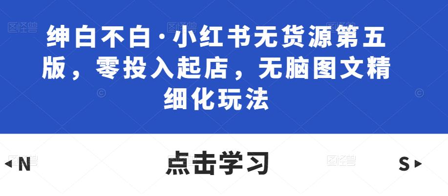 绅白不白·小红书无货源第五版,零投入起店,无脑图文精细化玩法-淘金日记