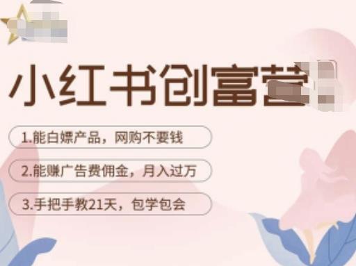 小红书创富营-教小红书带货，陪跑21天，教你赚广告费佣金，月入过万-淘金日记
