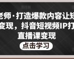 不韦老师·打造爆款内容让短视频快速变现,抖音短视频IP打造及直播课变现-淘金日记