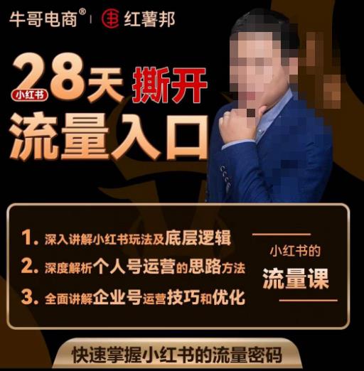 牛哥电商红薯邦28天撕开小红书流量入口，小红书运营系列课，快速掌握小红书的流量密码-淘金日记