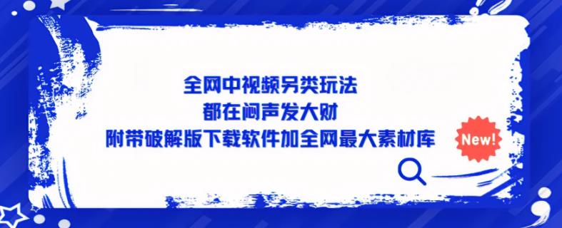 全网中视频另类玩法,都在闷声发大财,附带破解版下载软件加全网最大素材库-淘金日记