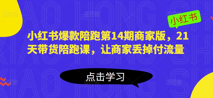 小红书爆款陪跑第14期商家版，21天带货陪跑课，让商家丢掉付流量-淘金日记