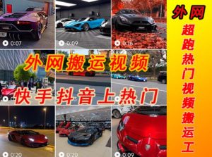 外面收费398元外网超跑豪车汽车视频搬运至快手抖音上热门项目,只需一步手机就可以操作-淘金日记