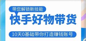 快手好物带货课程，10天0基础带你打造赚钱的快手账号，不需要粉丝，不直播，不投资，不囤货，不售后-淘金日记
